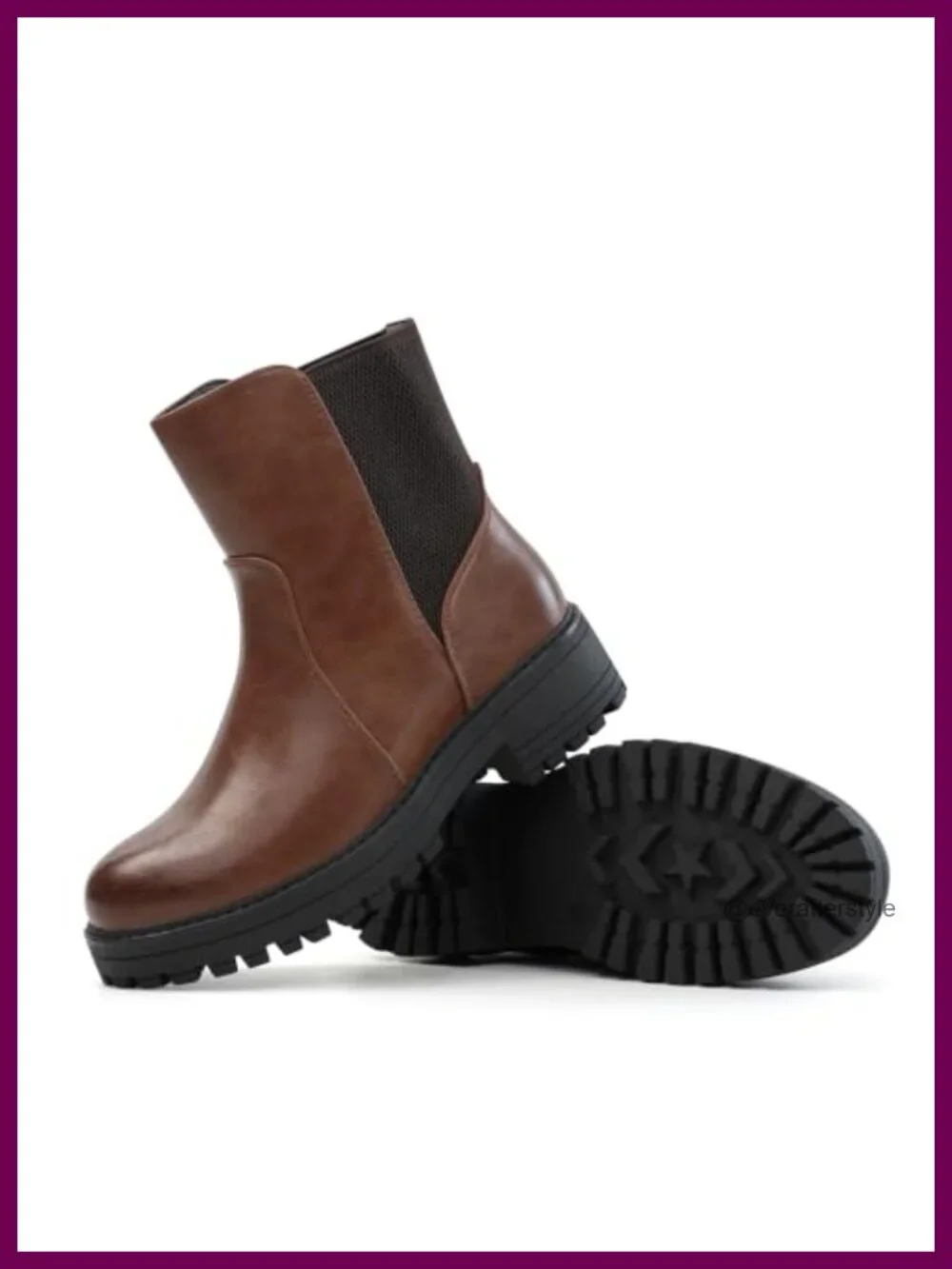 Women's Chelsea Ankle Boots Chunky Heel Platform Lug Sole Slip-On Faux Leather